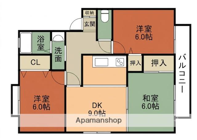 ディアコート(3LDK/1階)の間取り写真
