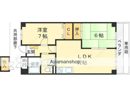 メゾン寝屋川(2LDK/1階)の間取り写真