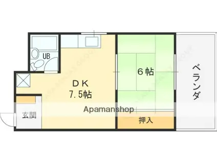 香里ロイヤルプラザ(1DK/5階)の間取り写真