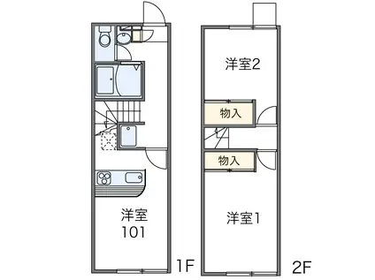 レオパレスグランシャリオ(2DK/1階)の間取り写真