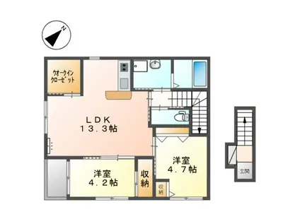 ABUNDANT HILLS(2LDK/2階)の間取り写真