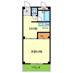 ルミエール畷(1DK/2階)の間取り写真
