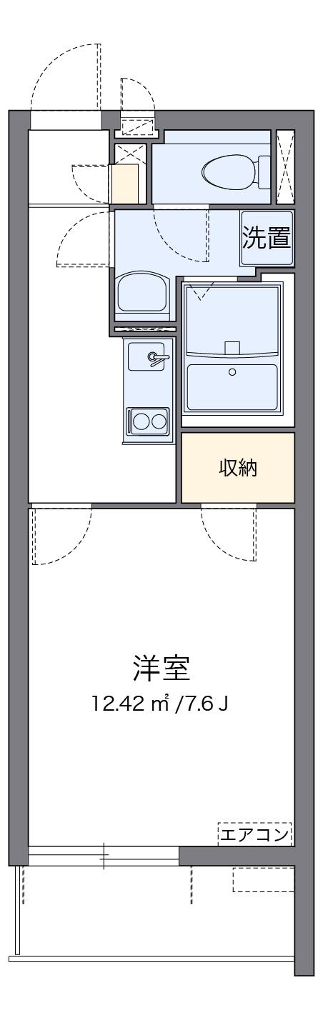 クレイノグレイスⅤ(1K/1階)の間取り写真
