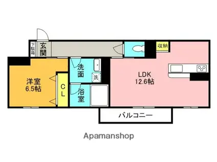 シャーメゾン寝屋川中央(1LDK/1階)の間取り写真