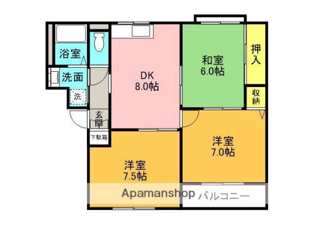 Mクレール A棟(3DK/2階)の間取り写真