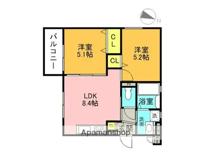 ラモーナ明和(2DK/2階)の間取り写真