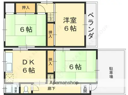 京阪電気鉄道交野線 交野市駅 徒歩13分 2階建 築50年(3DK)の間取り写真