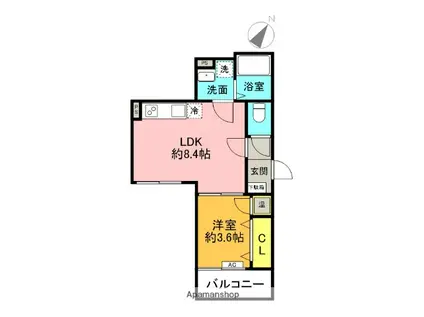 BADGE KIDA(1LDK/1階)の間取り写真