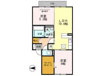 D-ROOM美田(2LDK/1階)の間取り写真