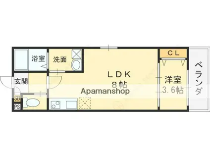 ALEGRIA古川橋Ⅱ(1LDK/3階)の間取り写真