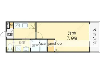 ALEGRIA古川橋Ⅱ(1K/2階)の間取り写真
