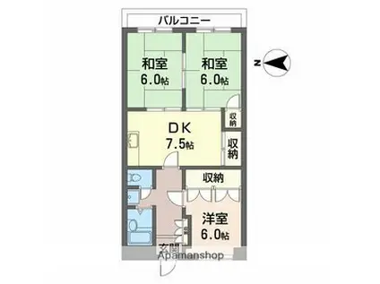 ハーティ忍ヶ丘Ⅴ番館(3DK/4階)の間取り写真