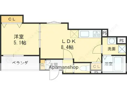 ラモーナ木田町(1LDK/1階)の間取り写真