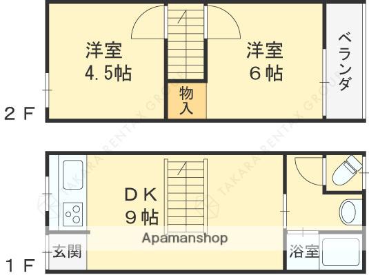 御幸東町30−17テラスハウス(2DK)の間取り写真