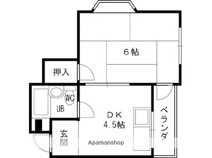 サンライズ堀溝(1DK/2階)の間取り写真