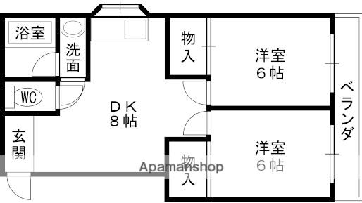 福田マンション(2DK/2階)の間取り写真