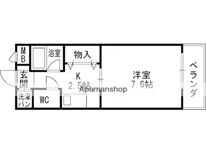 グランドハウス寝屋川(1K/2階)の間取り写真
