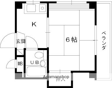 ディーム香里β(1K/1階)の間取り写真