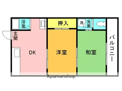 秦ハイツ(2DK/2階)の間取り写真