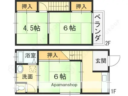 京阪電気鉄道京阪線 香里園駅 徒歩18分 2階建 築48年(3K)の間取り写真