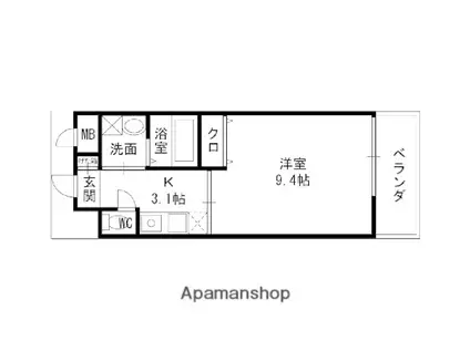 プリヴェ梅園(1K/7階)の間取り写真