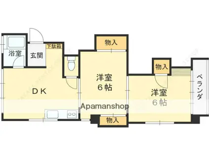 新光マンション(2DK/4階)の間取り写真