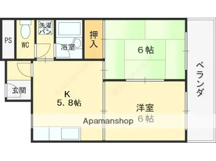 第三東ビル(2DK/2階)の間取り写真