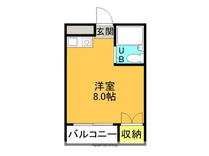 マンション渚(ワンルーム/3階)の間取り写真