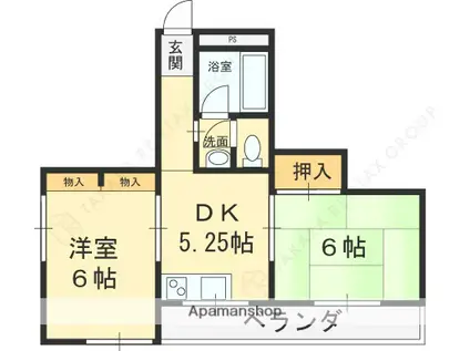パールハイツ楠葉(2K/2階)の間取り写真