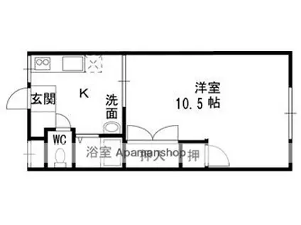 岡山手ハイツ(1DK/2階)の間取り写真