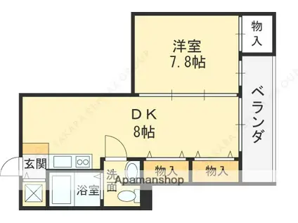 森小路矢野マンション(1DK/4階)の間取り写真