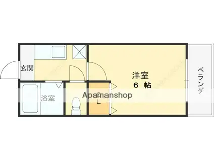 レフティ岡東(ワンルーム/4階)の間取り写真