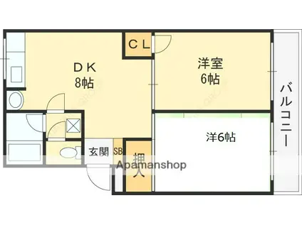 山一寿ハイツ(2DK/3階)の間取り写真
