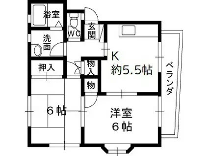 サンサンハイツ(2K/2階)の間取り写真