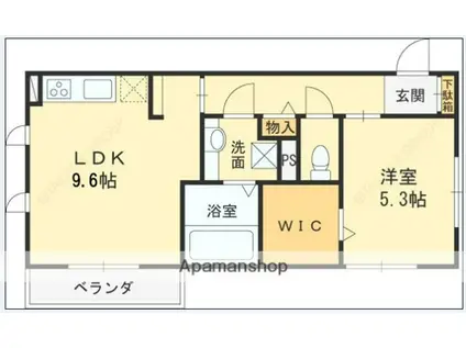 レブ エスペランス(1LDK/1階)の間取り写真