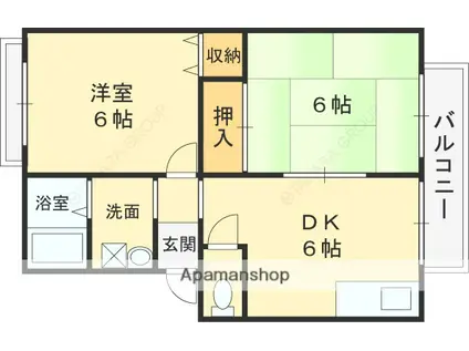 ガーデンハイツ小林2号館(2DK/2階)の間取り写真