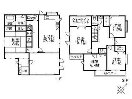 福知山線 西宮名塩駅 徒歩15分 2階建 築32年(5LDK)の間取り写真