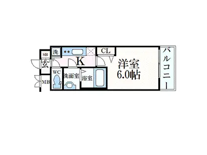 プレサンス心斎橋クオーレ(1K/10階)の間取り写真