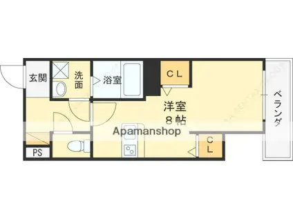 ハイツ片山(ワンルーム/2階)の間取り写真