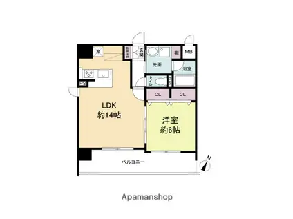 レジディア城北公園通(1LDK/9階)の間取り写真