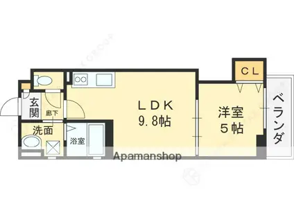 セレニティ八雲北町2丁目B棟(1LDK/3階)の間取り写真