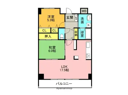 彩テラス(2LDK/4階)の間取り写真