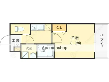 ウインズコート城北パーク(1K/3階)の間取り写真