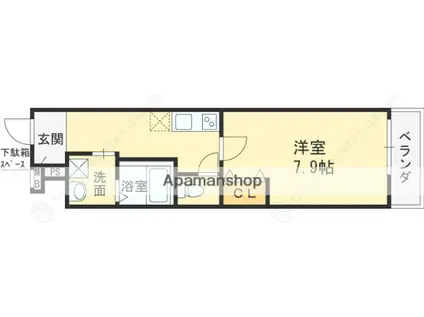 フジパレス城北公園通Ⅱ番館(1K/3階)の間取り写真
