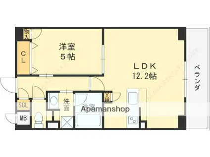 ESTAGEO関目高殿(1LDK/1階)の間取り写真