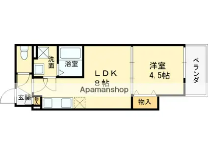 クレアール八戸ノ里(1LDK/2階)の間取り写真