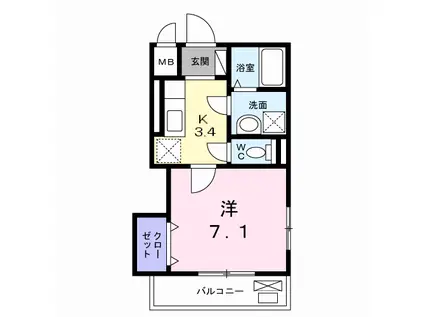 グラシオッソ(1K/2階)の間取り写真