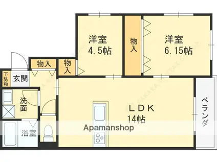トレス長栄寺(2LDK/1階)の間取り写真