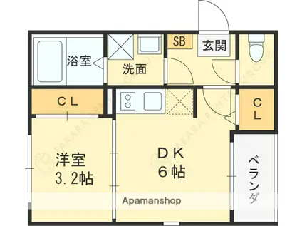 グランディールソレイユ(1DK/3階)の間取り写真