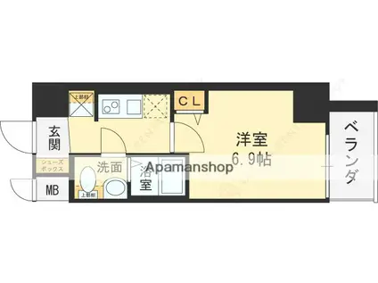 エグゼ大阪CITYルーエ(1K/7階)の間取り写真